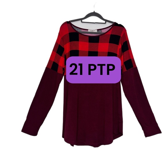 Zenana Outfitters Red and Black Plaid Blouse NWOT - Picture 7 of 8